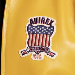 Men's Avirex Yellow Real Bomber American Flight Jacket 100% Real Leather Jacket