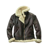 Men's B3 RAF Aviator Real Shearling Brown Sheepskin Leather Flight Bomber Jacket
