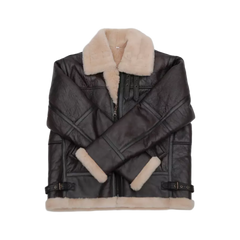 Men's B3 RAF Aviator Real Shearling Brown Sheepskin Leather Flight Bomber Jacket