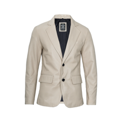 Men's Beige Real Leather Blazer Jacket