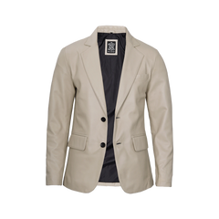 Men's Beige Real Leather Blazer Jacket