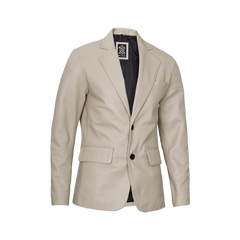 Men's Beige Real Leather Blazer Jacket