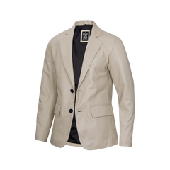Men's Beige Real Leather Blazer Jacket