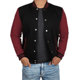 Men's Black & Maroon Varsity Jacket - Bomber Letterman Style