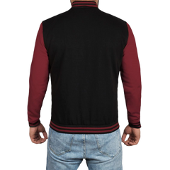 Men's Black & Maroon Varsity Jacket - Bomber Letterman Style