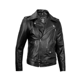 Men's Black Belted Moto Leather Jacket - Biker Style