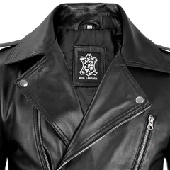 Men's Black Belted Moto Leather Jacket - Biker Style