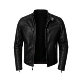 Men's Black Cafe Racer Leather Jacket