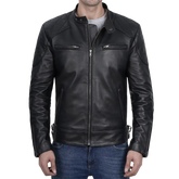 Men's Black Cafe Racer Leather Jacket