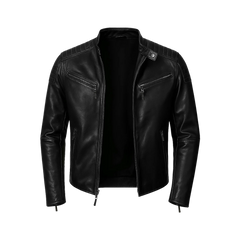 Men's Black Cafe Racer Leather Jacket