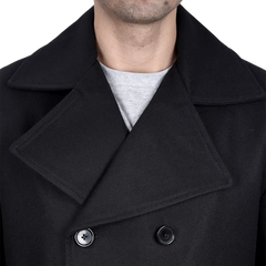 Men's Black Double Breasted Wool Peacoat