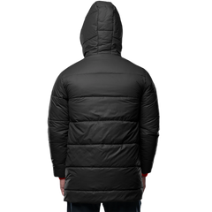 Men's Black Hooded 3/4 Length Insulated Parka – Winter Puffer Jacket