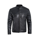 Men’s Black Lambskin Leather Cafe Racer Jacket – Sleek & Timeless