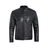 Men’s Black Lambskin Leather Cafe Racer Jacket – Sleek & Timeless