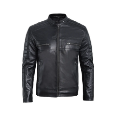 Men’s Black Lambskin Leather Cafe Racer Jacket – Sleek & Timeless