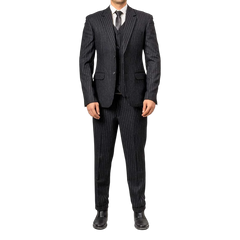 Men's Black Pinstripe 3-Piece Suit – Thomas Peaky Style Formal Outfit