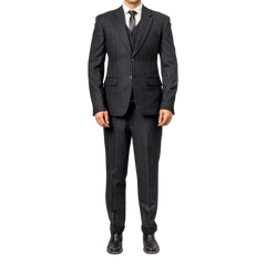 Men's Black Pinstripe 3-Piece Suit – Thomas Peaky Style Formal Outfit