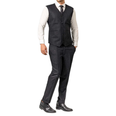 Men's Black Pinstripe 3-Piece Suit – Thomas Peaky Style Formal Outfit