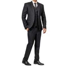 Men's Black Pinstripe 3-Piece Suit – Thomas Peaky Style Formal Outfit