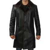 Men's Black Real Leather Shearling Coat
