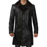 Men's Black Real Leather Shearling Coat