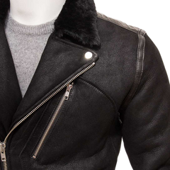Men’s Black Shearling Biker Jacket