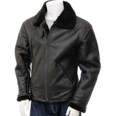 Men’s Black Sheepskin Aviator Jacket