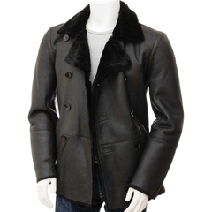 Men’s Black Sheepskin Peacoat