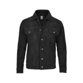 Men's Black Suede Shirt Collar Jacket