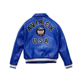 Men's Blue Avirex Leather Bomber Jacket American Flight Leather Jacket