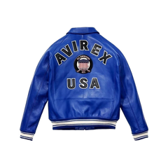 Men's Blue Avirex Leather Bomber Jacket American Flight Leather Jacket
