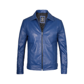 Men's Blue Real Leather Harrington Jacket