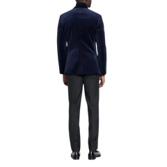 Men's Blue Velvet Prom Suit with Shawl Lapel