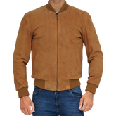 Men's Bomber Light Brown Suede Jacket
