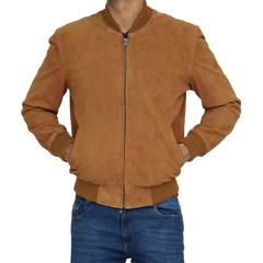 Men's Bomber Light Brown Suede Jacket