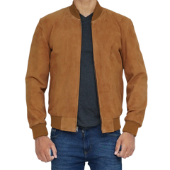 Men's Bomber Light Brown Suede Jacket