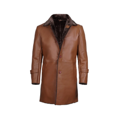Men's Brown Real Leather Shearling Coat