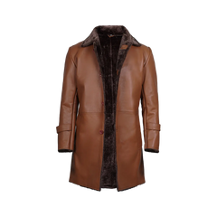 Men's Brown Real Leather Shearling Coat