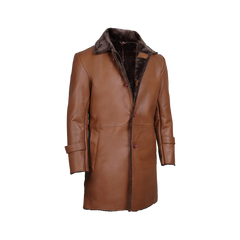 Men's Brown Real Leather Shearling Coat