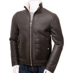 Men’s Brown Sheepskin Biker Jacket