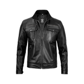 Men's Cafe Racer Black Real Leather Jacket