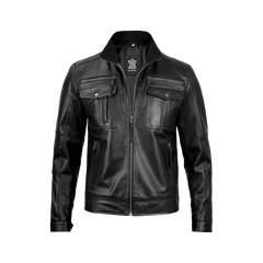 Men's Cafe Racer Black Real Leather Jacket