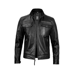 Men's Cafe Racer Black Real Leather Jacket
