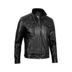 Men's Cafe Racer Black Real Leather Jacket