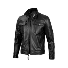 Men's Cafe Racer Black Real Leather Jacket