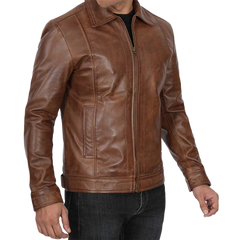Men's Chocolate Brown Harrington Vintage Leather Jacket