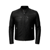 Men’s Classic Black Lambskin Cafe Racer Leather Jacket