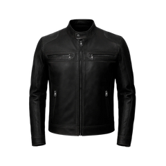Men’s Classic Black Lambskin Cafe Racer Leather Jacket