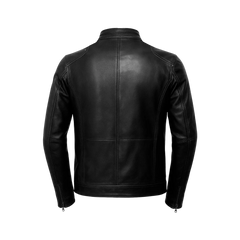 Men’s Classic Black Lambskin Cafe Racer Leather Jacket