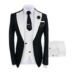Men's Classic White and Black 3-Piece Tuxedo Suit